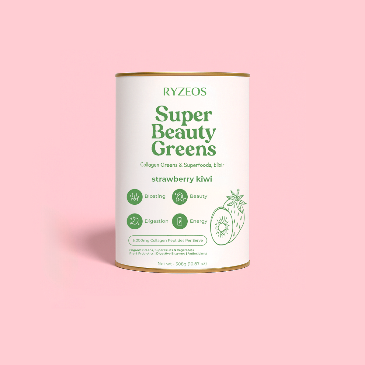 Ryzeos Strawberry Kiwi Super Beauty Greens - 308g