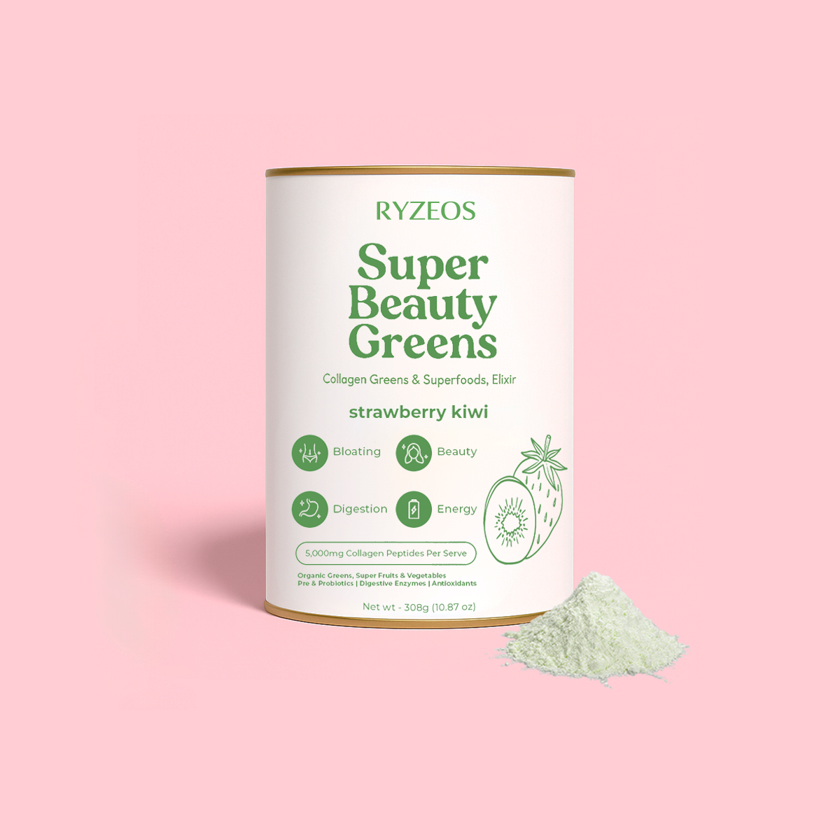 Ryzeos Strawberry Kiwi Super Beauty Greens - 308g