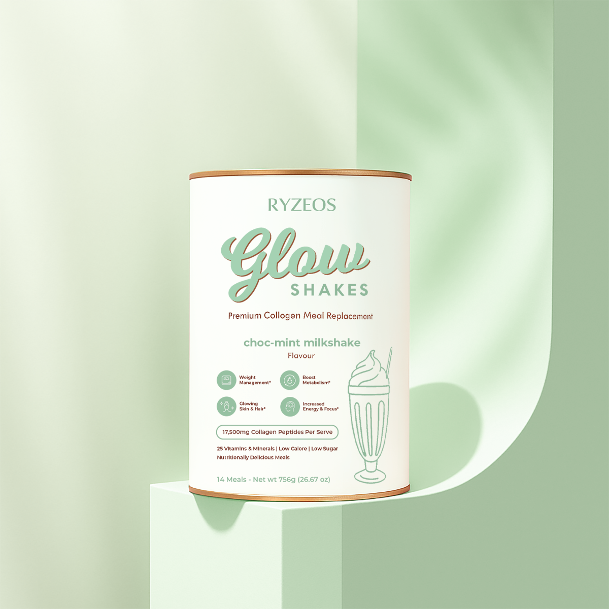 Ryzeos Choc-Mint Collagen Meal Replacement - 784g